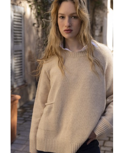 Pull ras du cou poche