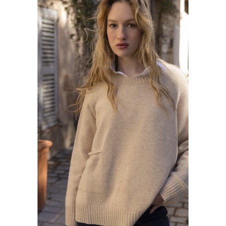 Pull ras du cou poche