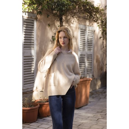 Pull ras du cou poche