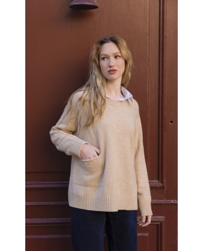Pull ras du cou poche