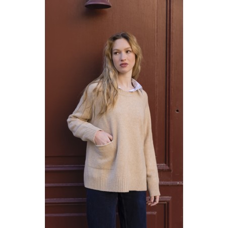 Pull ras du cou poche