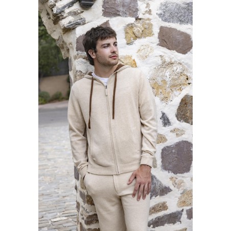 Pull capuche cachemire homme