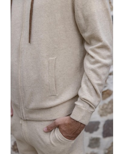 Pull capuche cachemire homme