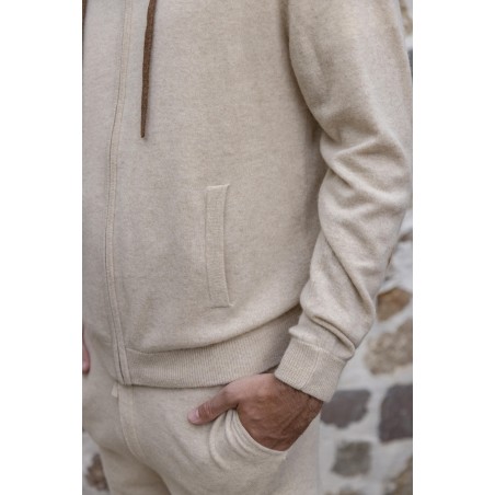 Pull capuche cachemire homme