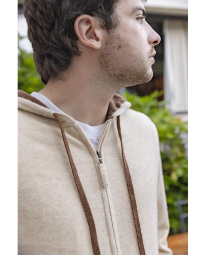 Pull capuche cachemire homme