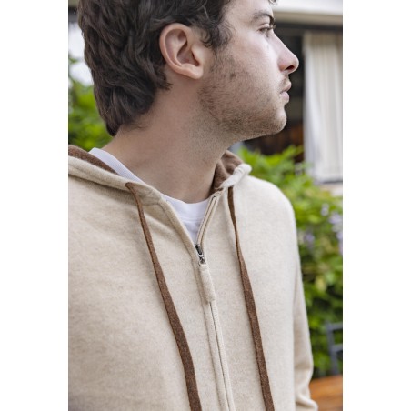 Pull capuche cachemire homme